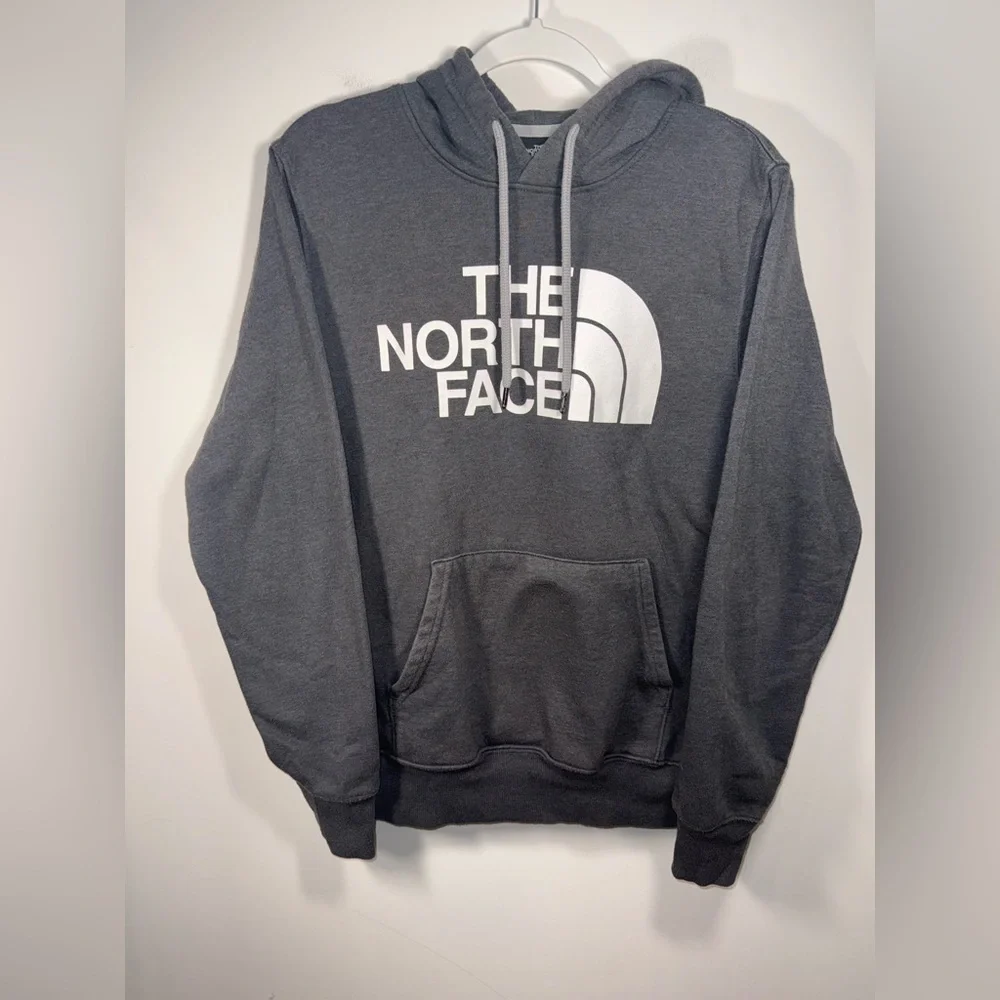 The North Face Men's Grey/White Hoodie With Logo size Small